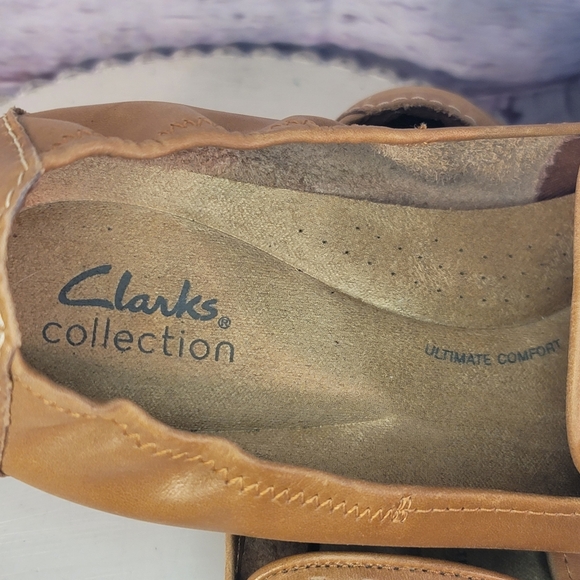 Clarks Collection Lyrical Way Womens Tan Leather Loafers Size 10M - Picture 13 of 15